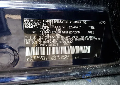 2025 Toyota Rav4 Xle z USA, uszkodzony, nr VIN 2T3P1RFV1SW513761